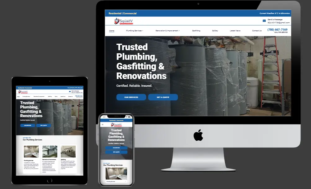 Squad V Plumbing social media mockup
